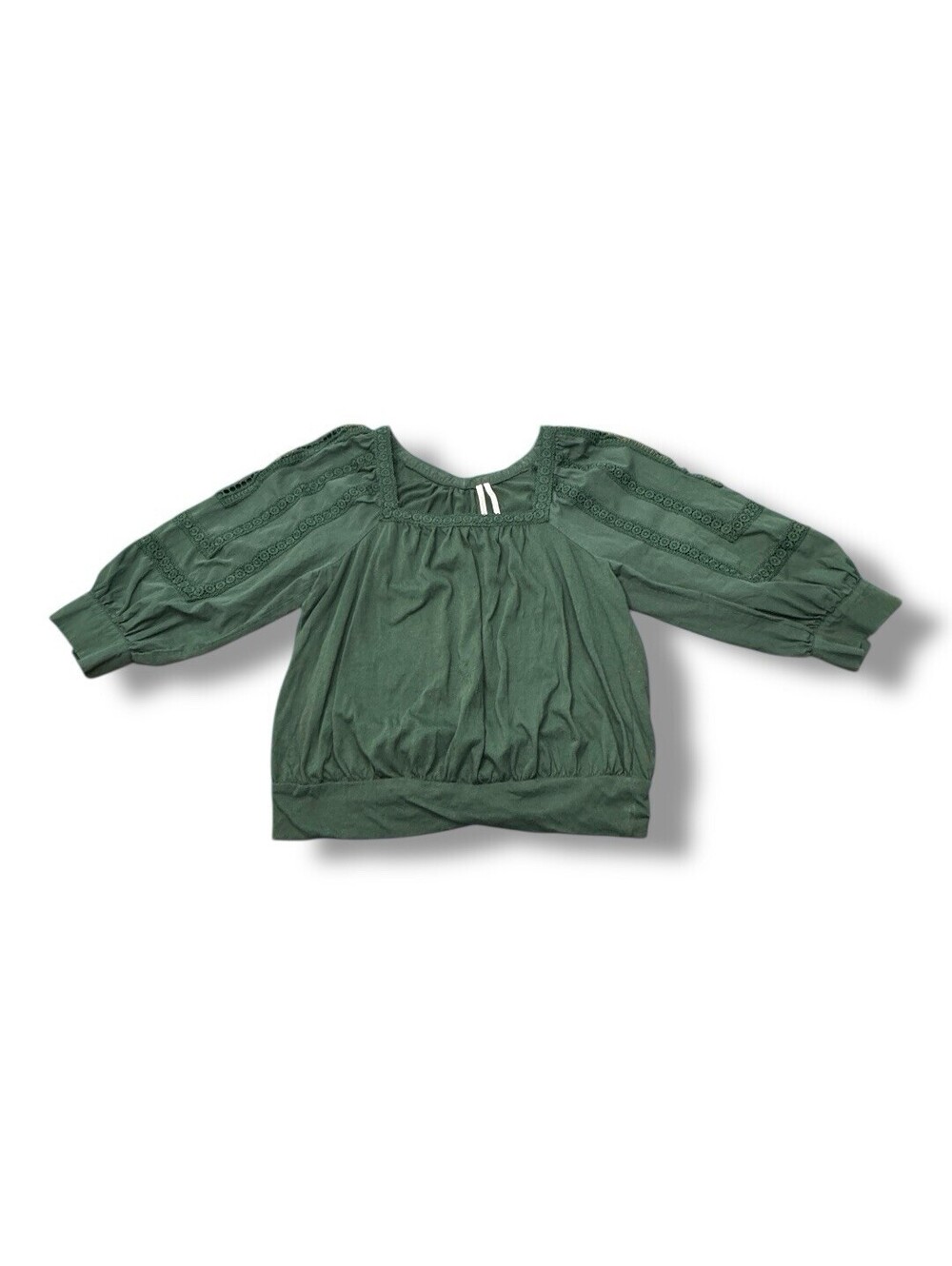 Anthropologie Chela Blouse Lace Green Puff Sleeve T-shirt Dramatic Women’s Sz S